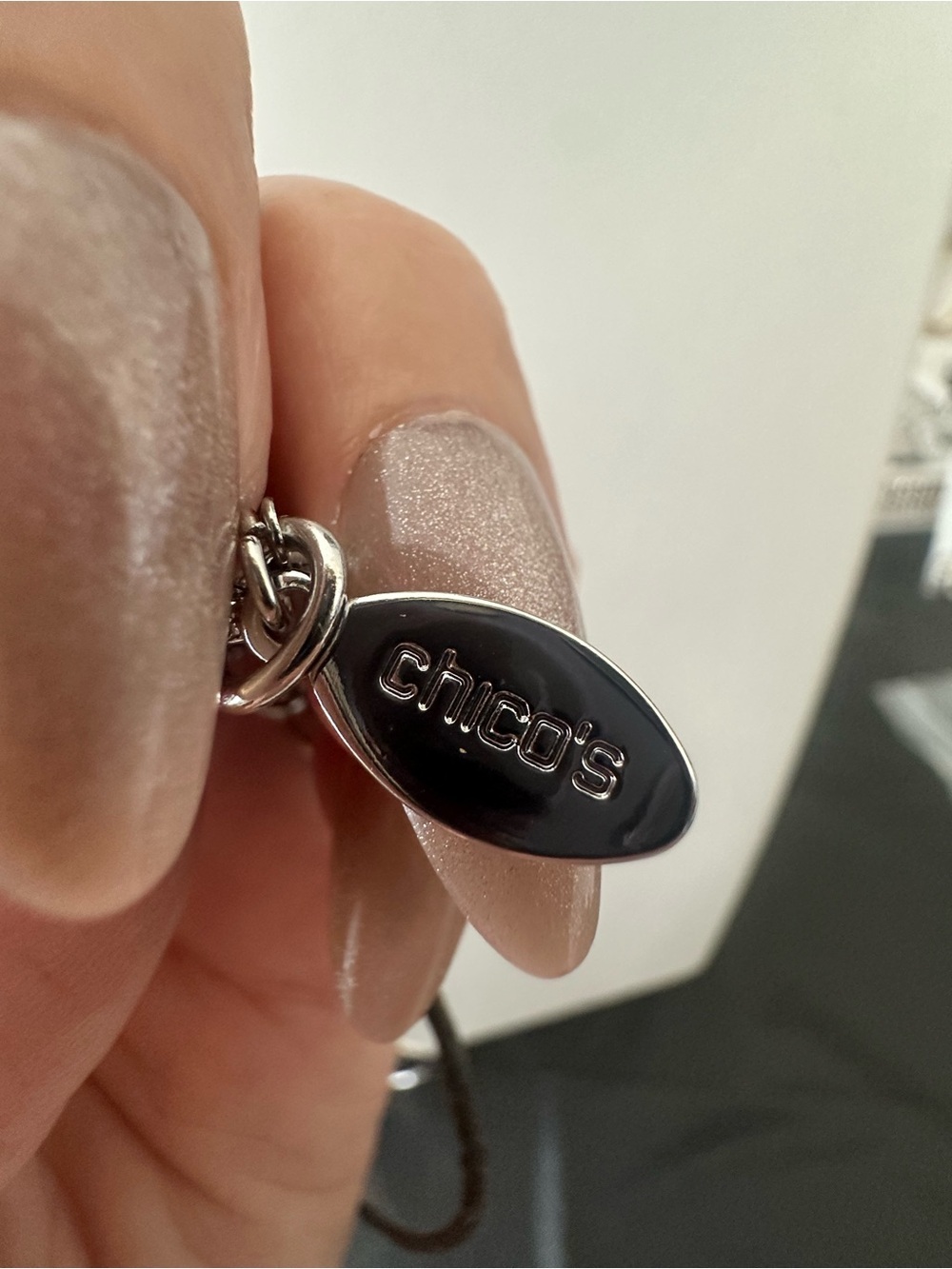 Chicos Silver Tone Inspirational Ring Pendant Necklace with Cord NWT - Picture 3 of 5